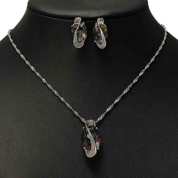 Colorful Crystal Gemstone Oval Shape Jewelry Set