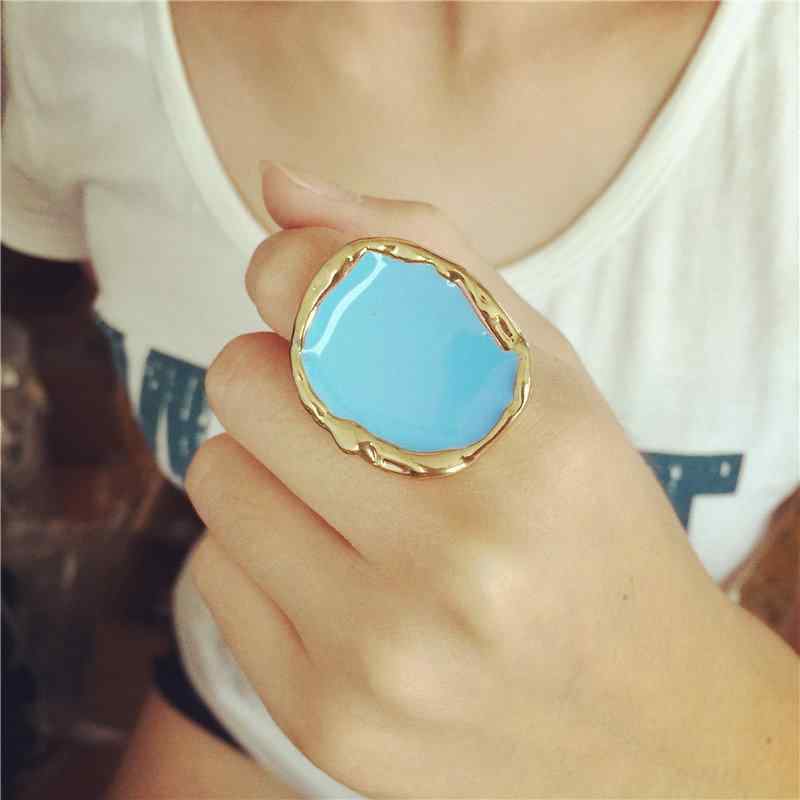 Women's Trendy Irregular Candy Colorful Punk Exaggerated Ring Sweater Accessories