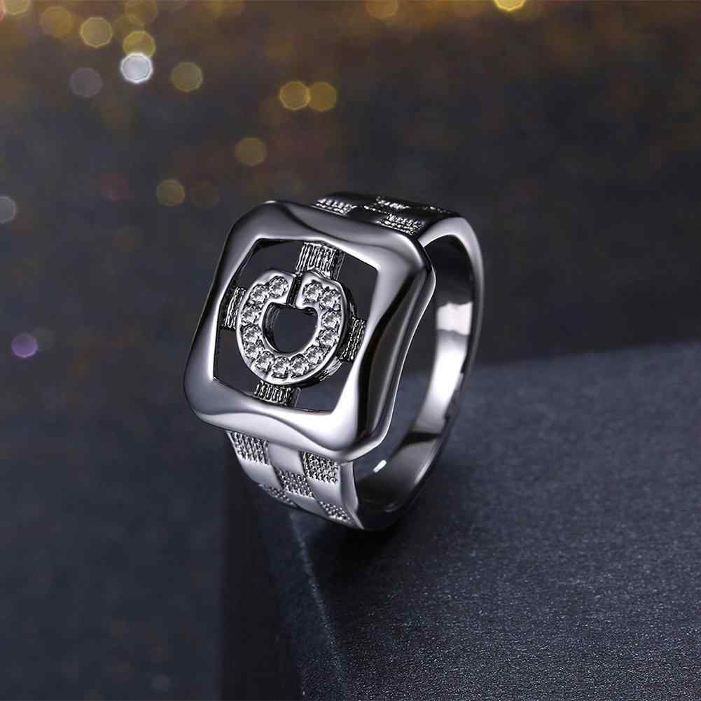 Women's 14mm Elegant Shiny Zircon Ring Gun Black Plated Ring