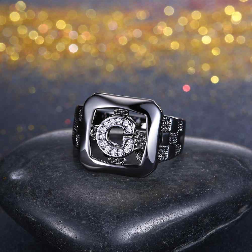 Women's 14mm Elegant Shiny Zircon Ring Gun Black Plated Ring