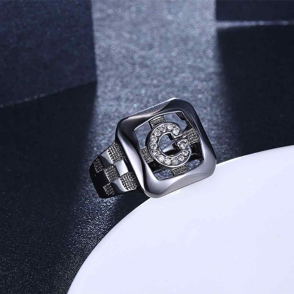 Women's 14mm Elegant Shiny Zircon Ring Gun Black Plated Ring