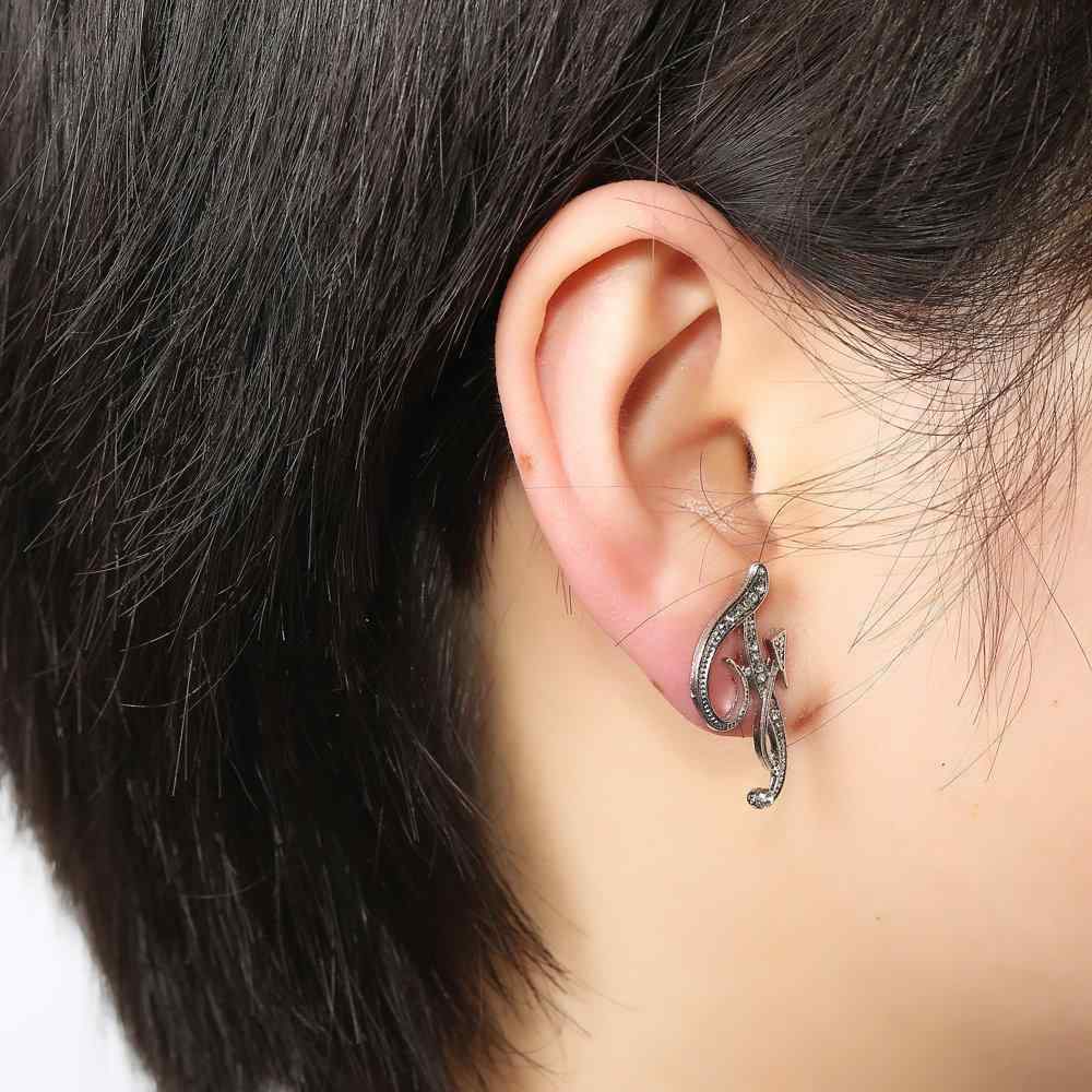 Fashion Letter Ear Studs Silver Earrings Shiny Rhinestones Special Initial Earring Gift for Her