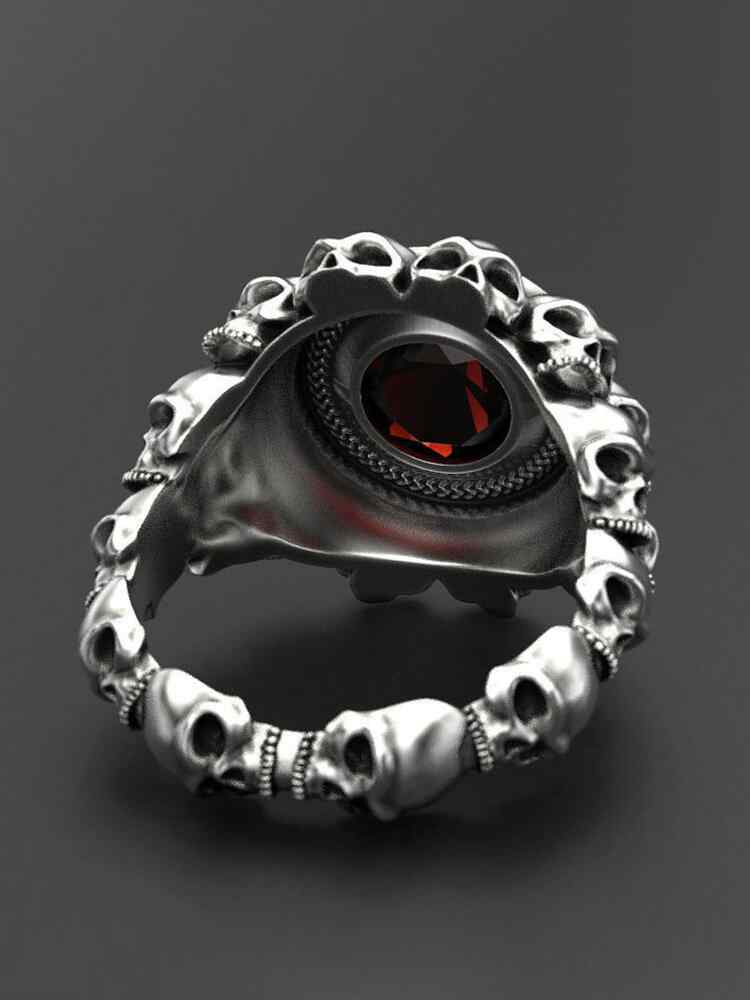 Vintage Skull Men Ring Punk Inlaid Satellite Gem Women Ring